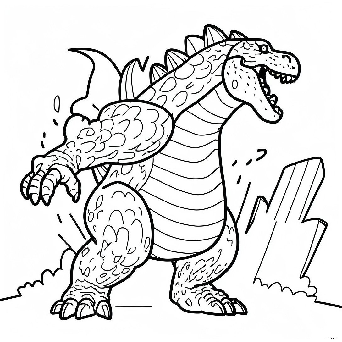 Pagina Da Colorare Della Battaglia Epica Di Godzilla 18016 15099
