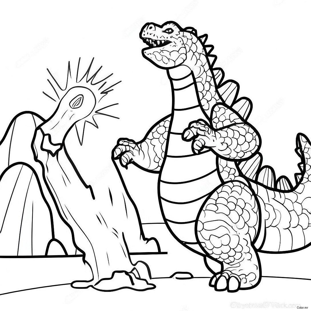 Pagina Da Colorare Della Battaglia Epica Di Godzilla 18016 15100