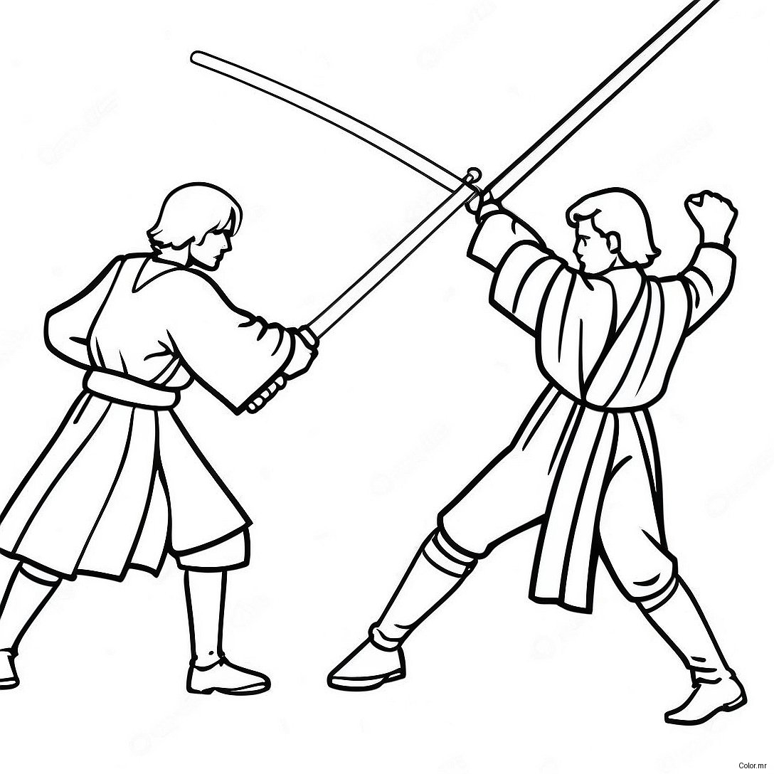 Pagina Da Colorare Della Battaglia Epica Tra Anakin E Obi Wan 52176 43421
