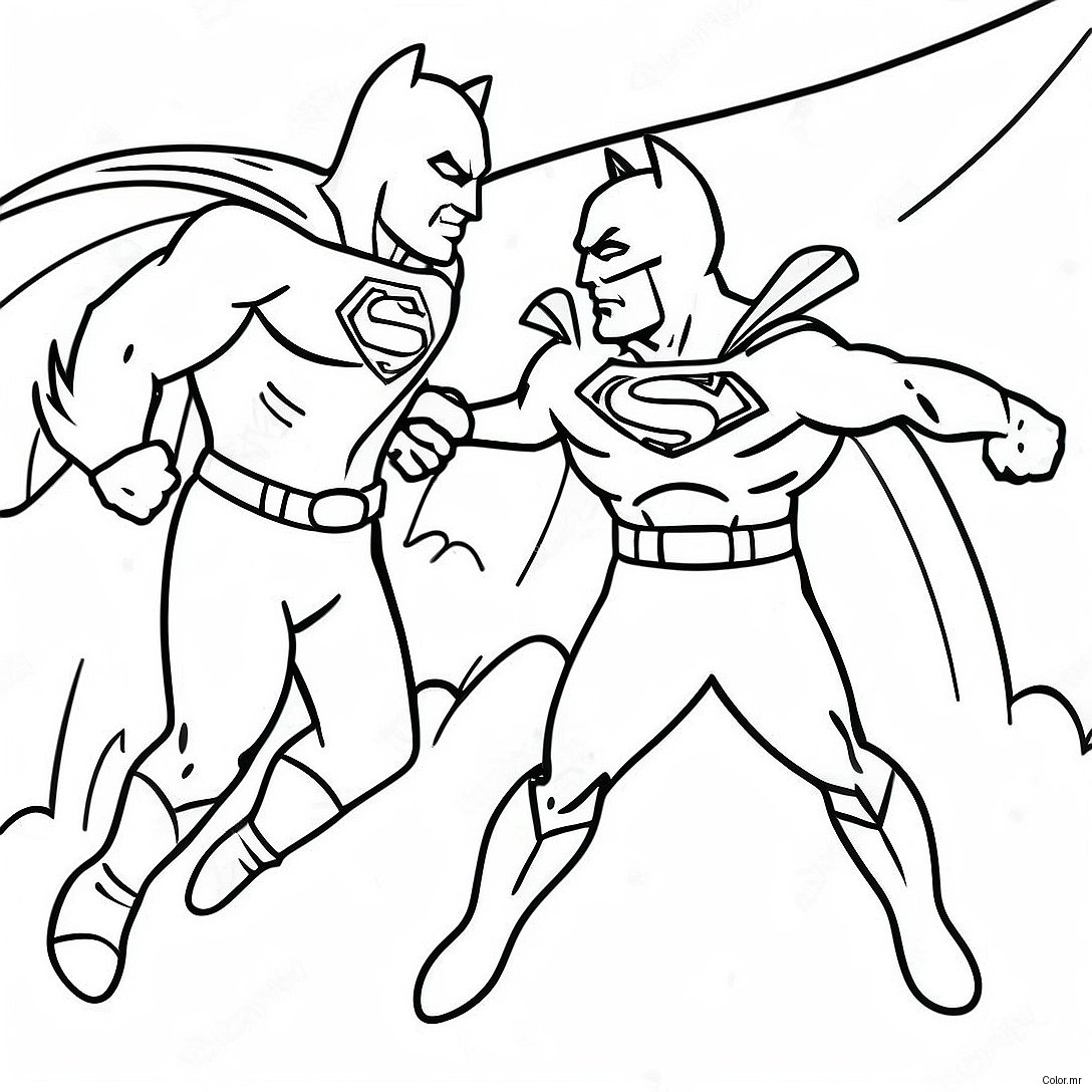 Pagina Da Colorare Della Battaglia Epica Tra Batman E Superman 34043 18097