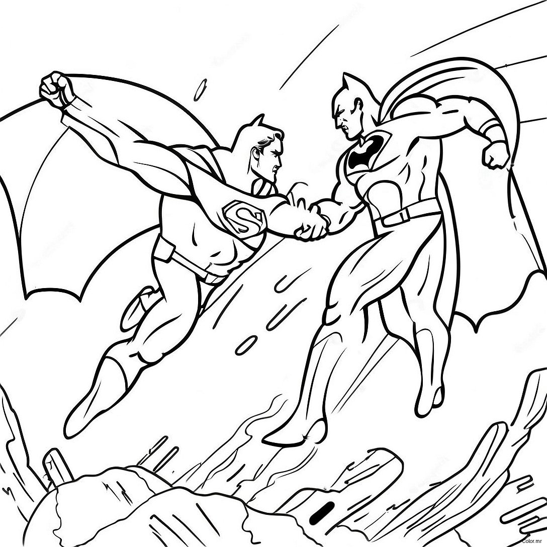 Pagina Da Colorare Della Battaglia Epica Tra Batman E Superman 34043 18099