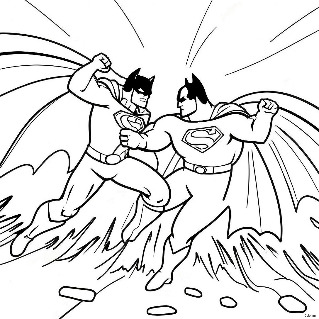 Pagina Da Colorare Della Battaglia Epica Tra Batman E Superman 34043 18100
