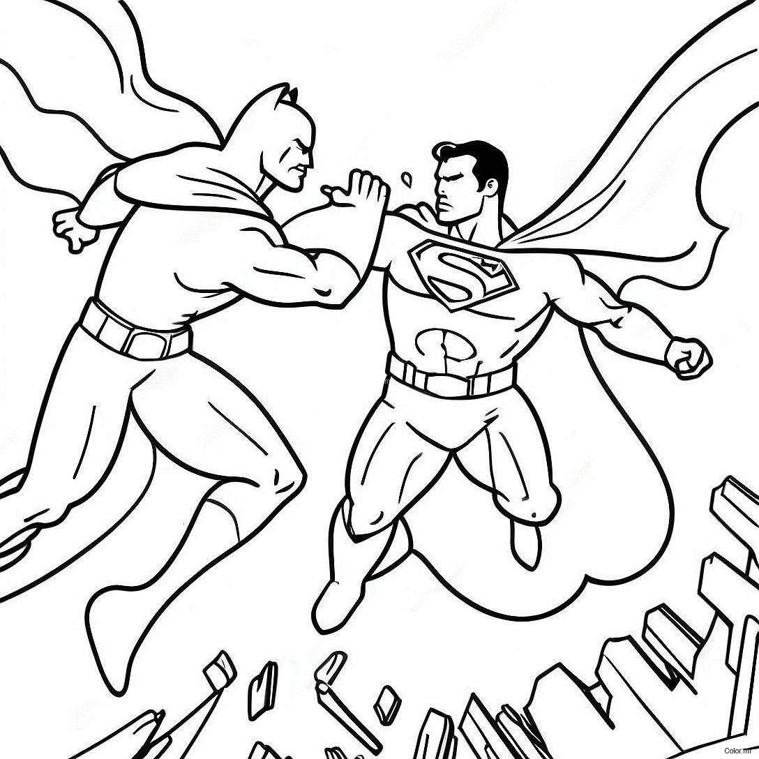 Pagina Da Colorare Della Battaglia Epica Tra Batman E Superman 34043 28297