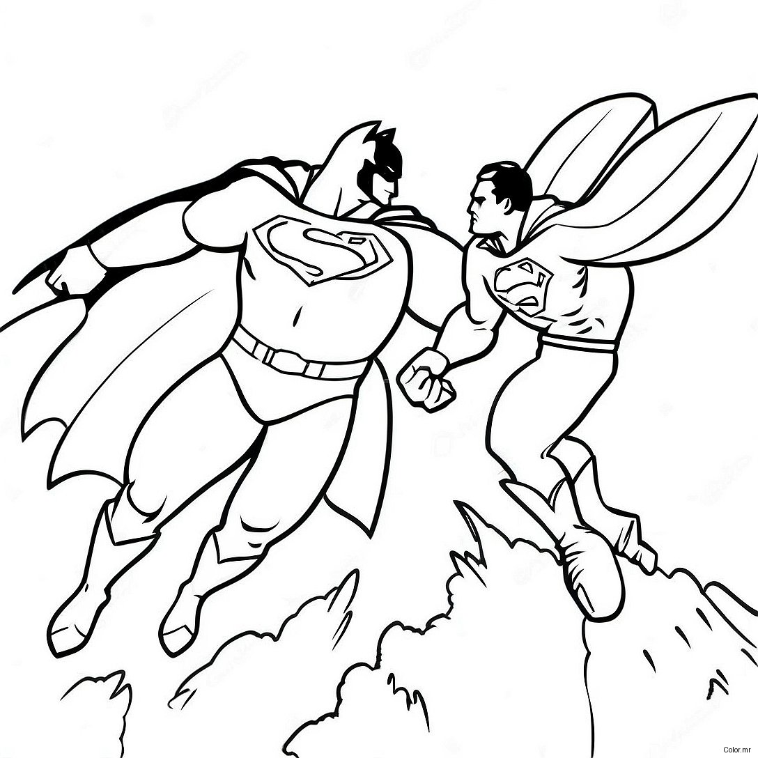 Pagina Da Colorare Della Battaglia Epica Tra Batman E Superman 34043 28299