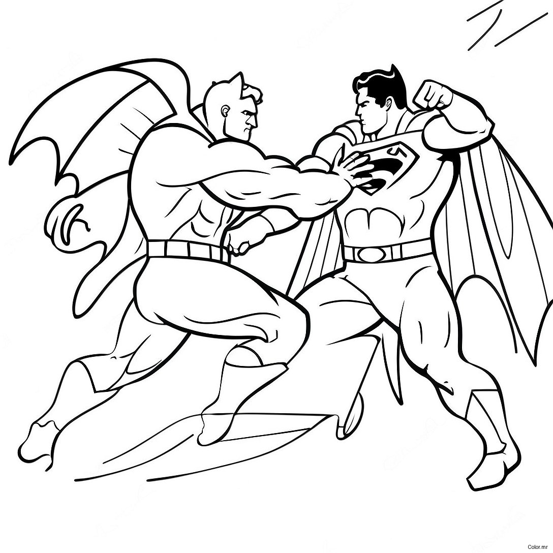 Pagina Da Colorare Della Battaglia Epica Tra Batman E Superman 34043 28300