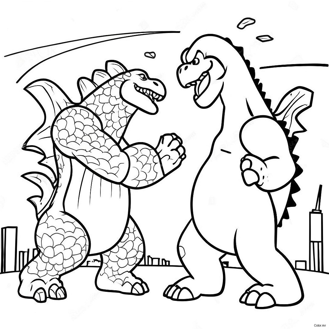 Pagina Da Colorare Della Battaglia Epica Tra Godzilla E Kong 7855 6381