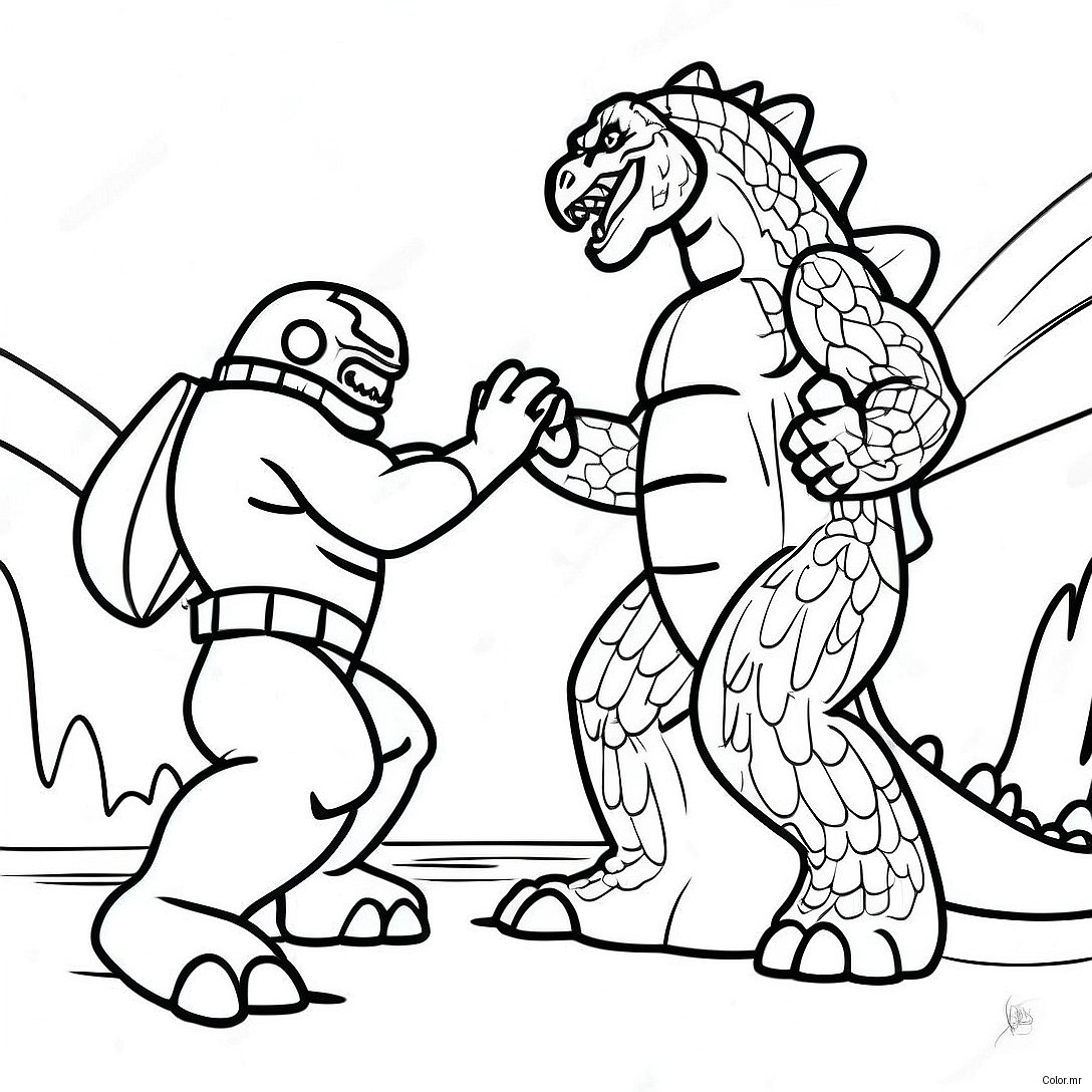 Pagina Da Colorare Della Battaglia Epica Tra Godzilla E Kong 7855 6382