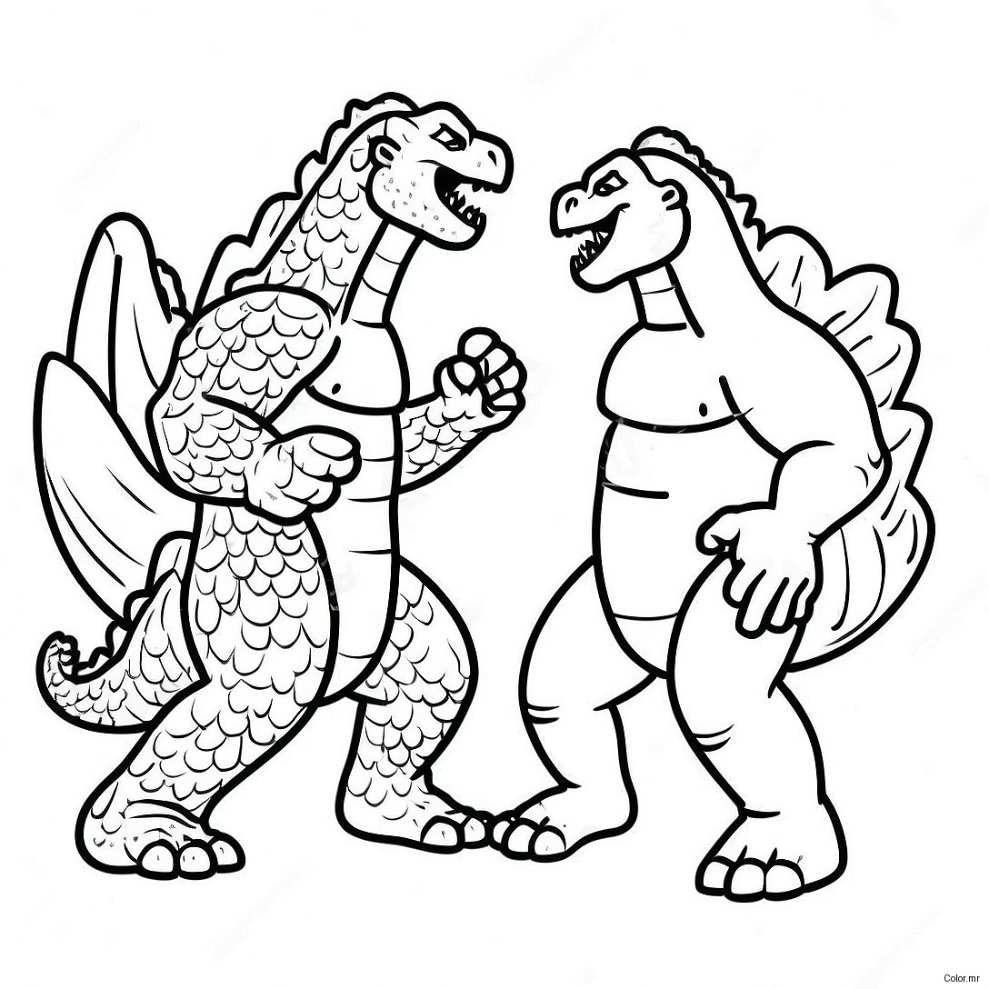 Pagina Da Colorare Della Battaglia Epica Tra Godzilla E Kong 7855 6384