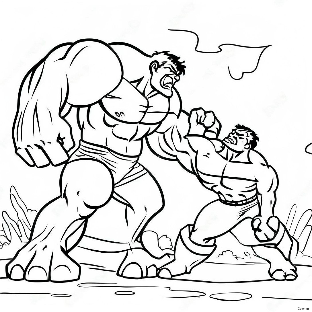Pagina Da Colorare Della Battaglia Epica Tra Hulk E Abominio 72924 60223