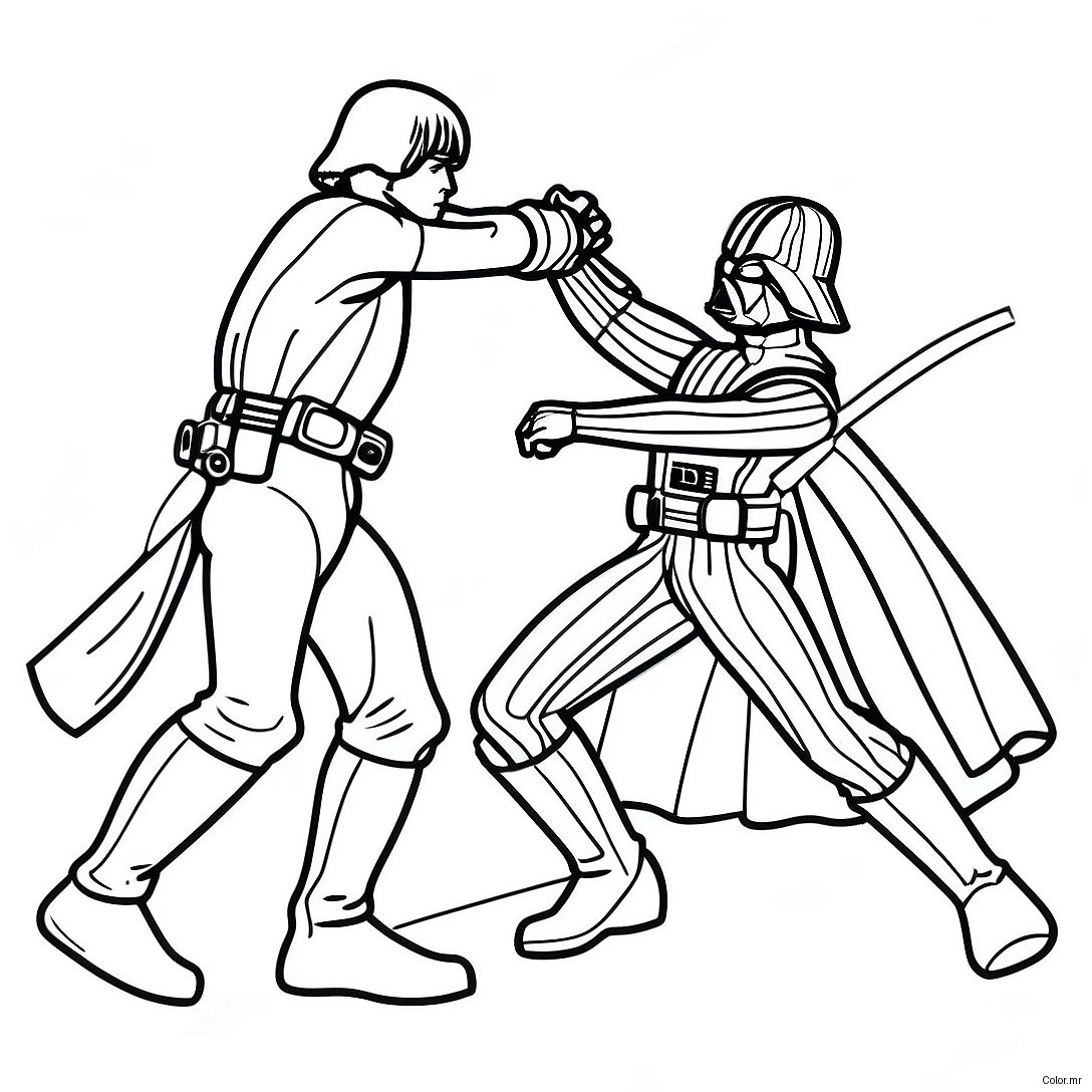 Pagina Da Colorare Della Battaglia Epica Tra Luke Skywalker E Darth Vader 62467 51741