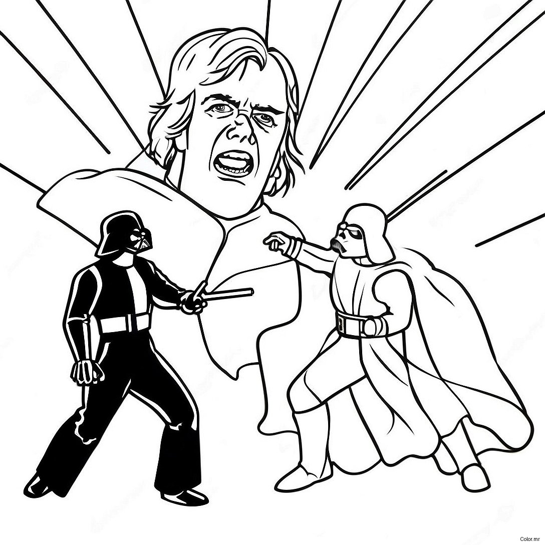 Pagina Da Colorare Della Battaglia Epica Tra Luke Skywalker E Darth Vader 62467 51742