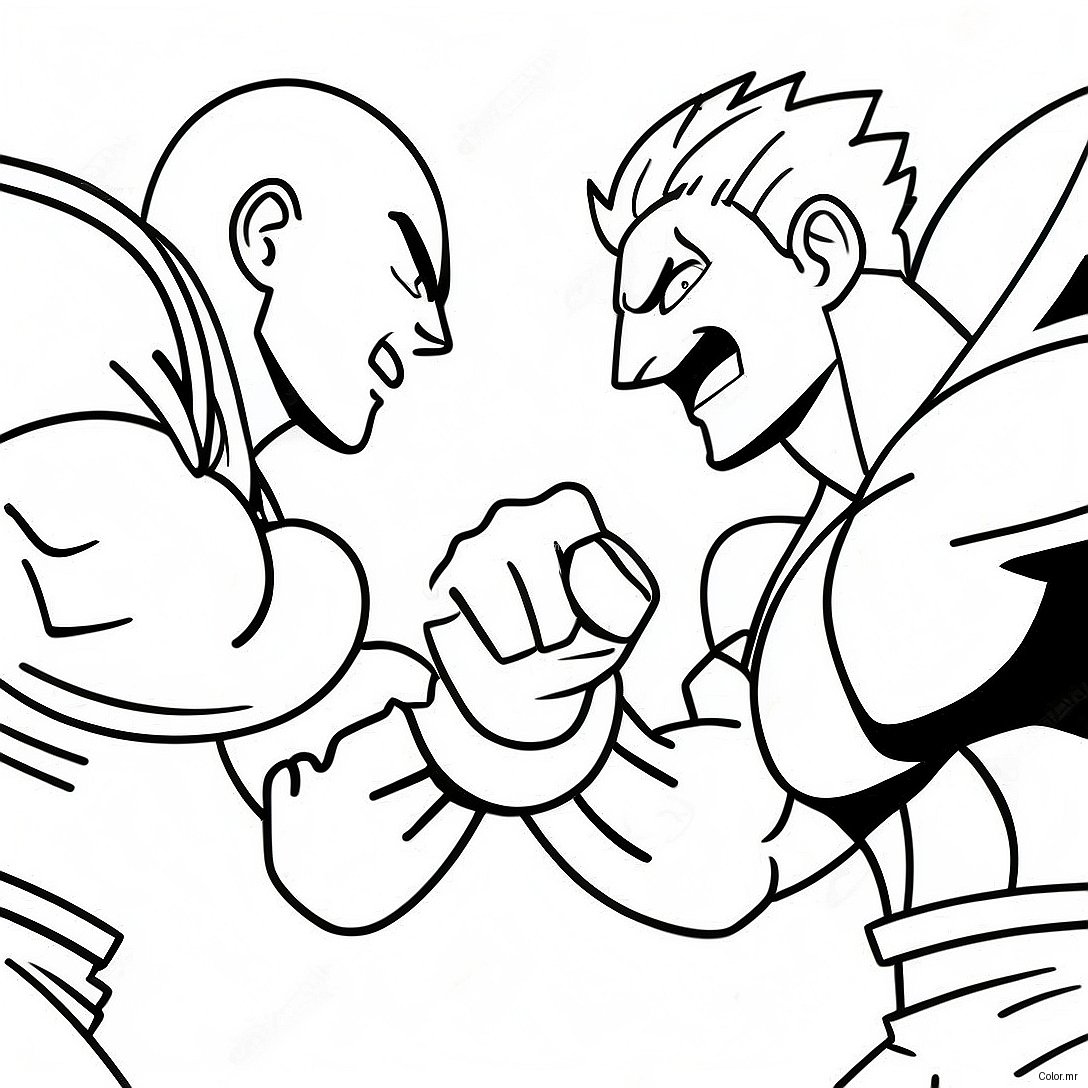 Pagina Da Colorare Della Battaglia Epica Tra Saitama E Garou 44182 36746