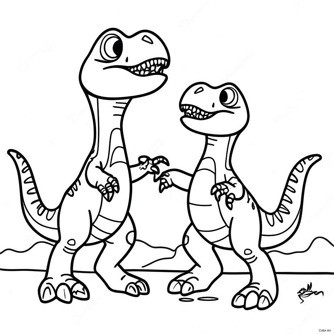 Pagina Da Colorare Della Battaglia Tra T Rex E Velociraptor 49805 41549