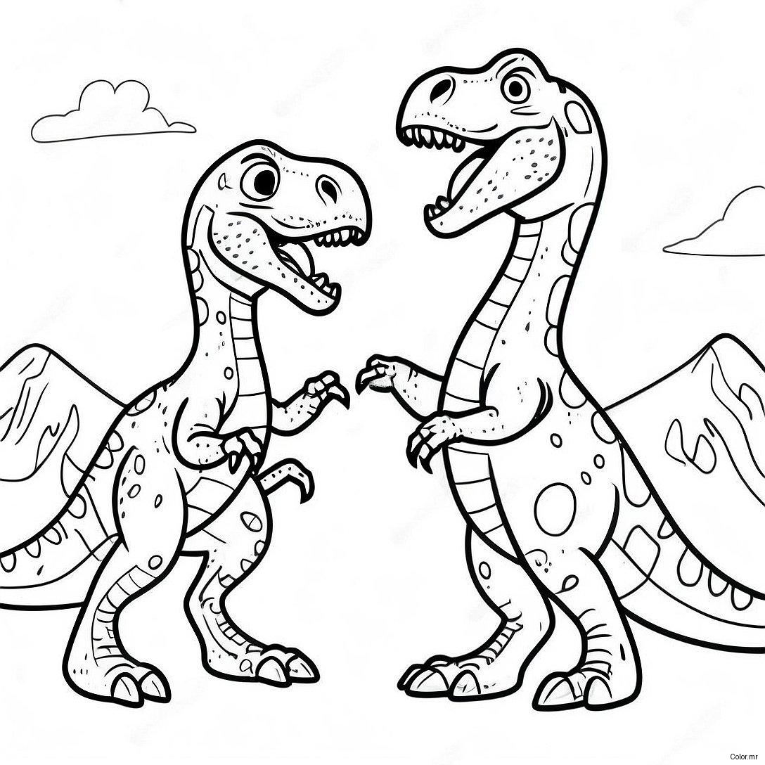 Pagina Da Colorare Della Battaglia Tra T Rex E Velociraptor 49805 41550