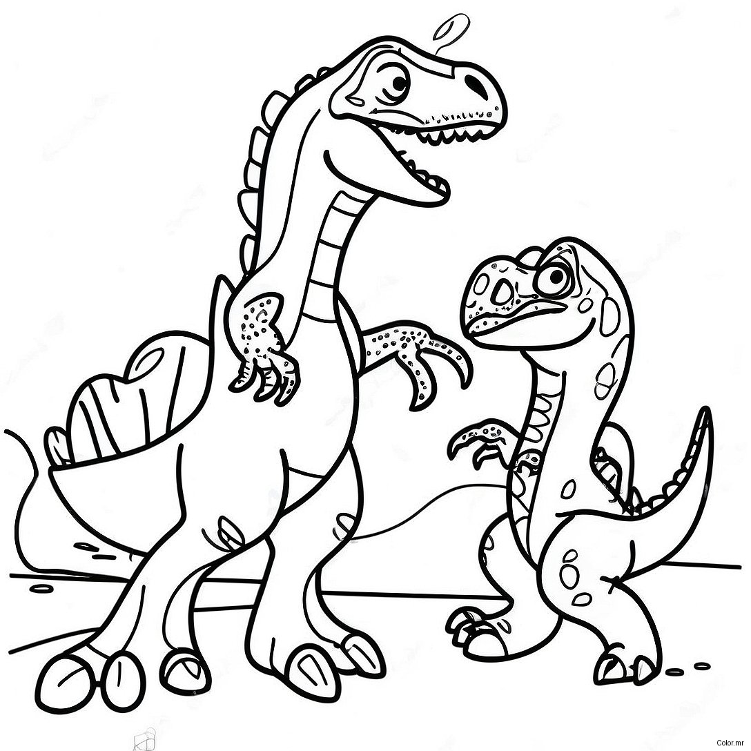 Pagina Da Colorare Della Battaglia Tra T Rex E Velociraptor 49805 41552