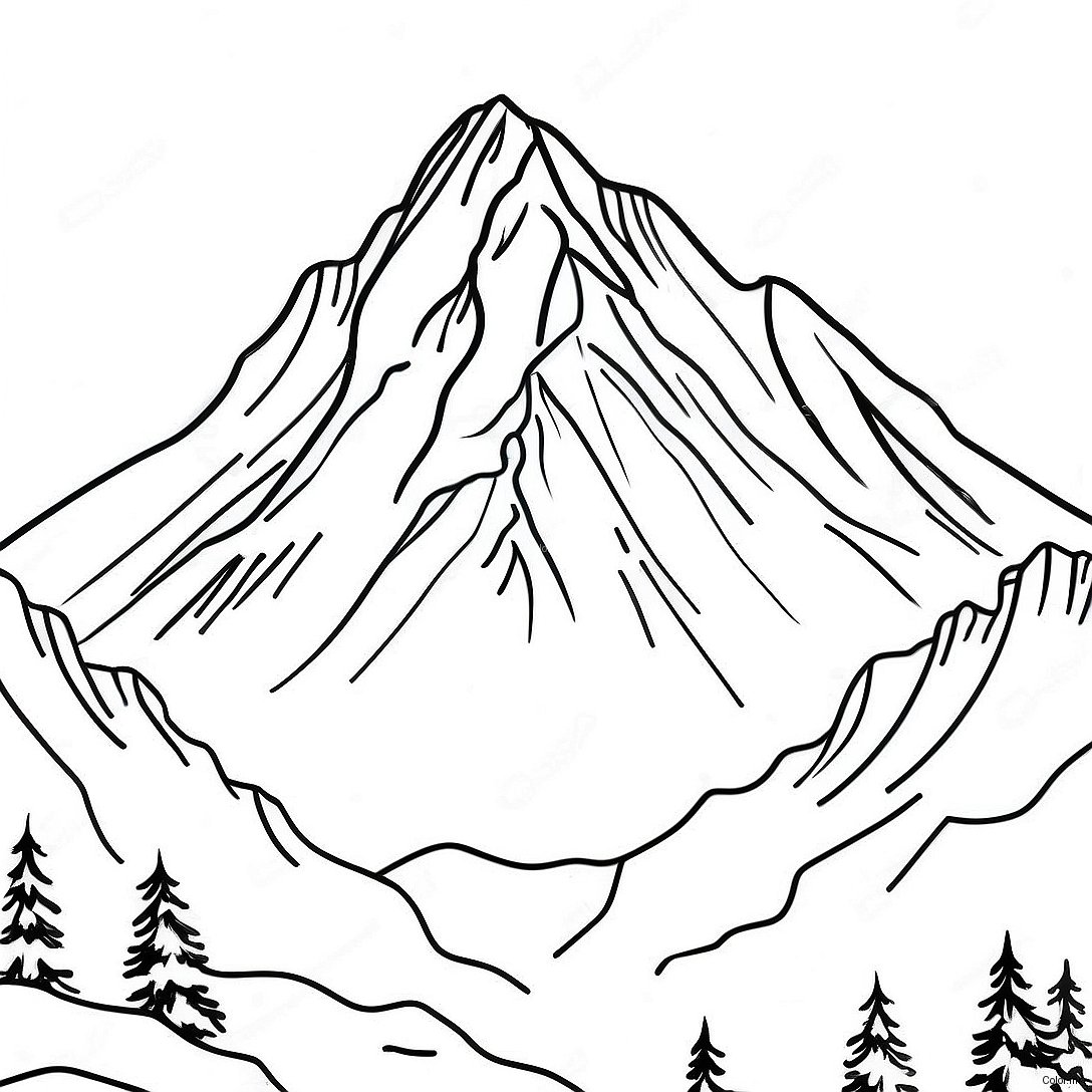 Pagina Da Colorare Della Maestosa Montagna Coperta Di Neve 26067 23925