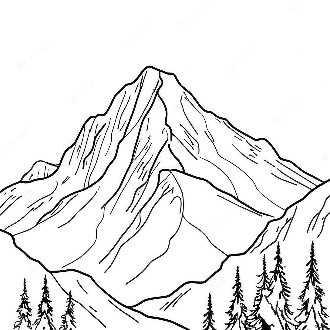 Pagina Da Colorare Della Maestosa Montagna Coperta Di Neve 26067 23926
