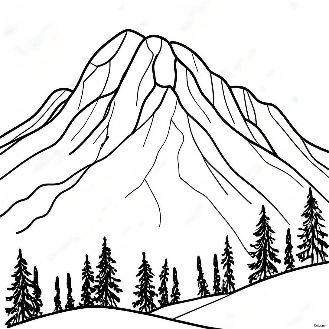 Pagina Da Colorare Della Maestosa Montagna Coperta Di Neve 26067 23927