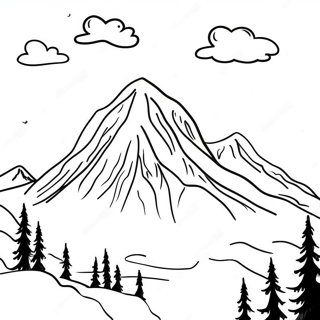 Pagina Da Colorare Della Maestosa Montagna Coperta Di Neve 26067 23928