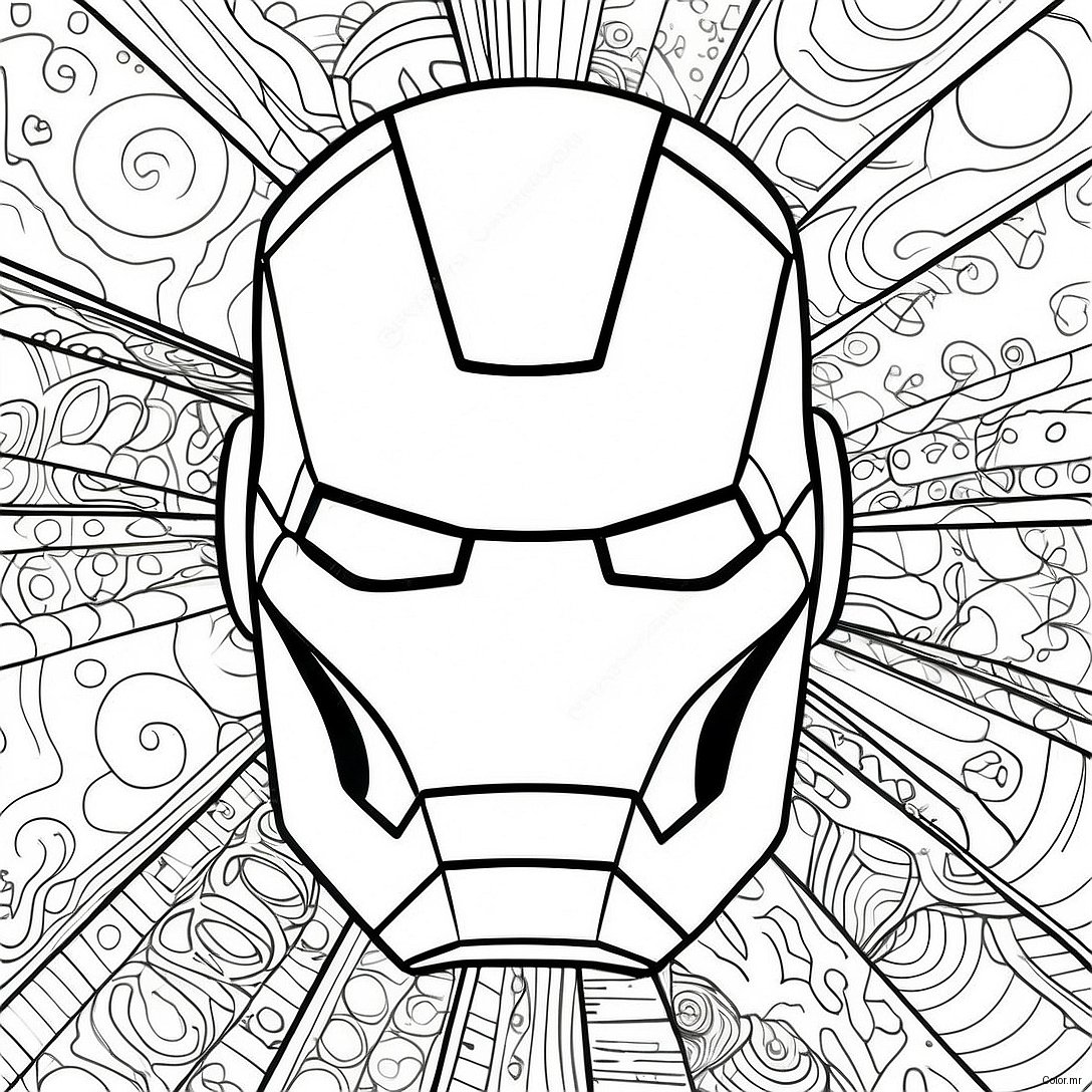 Pagina Da Colorare Della Maschera Di Iron Man Dettagliata 48925 40642