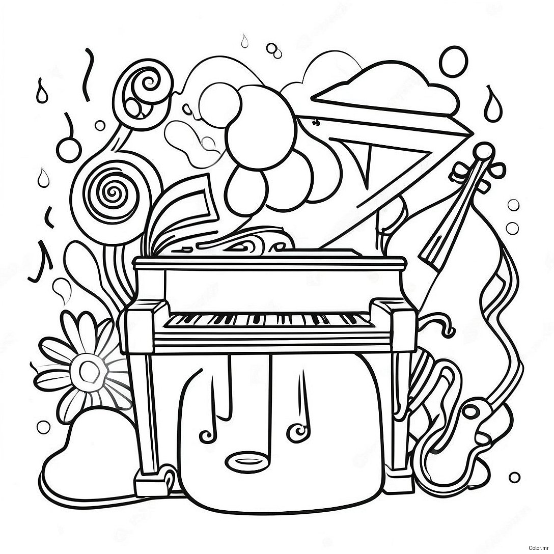 Pagina Da Colorare Della Musica Vintage 53538 44469
