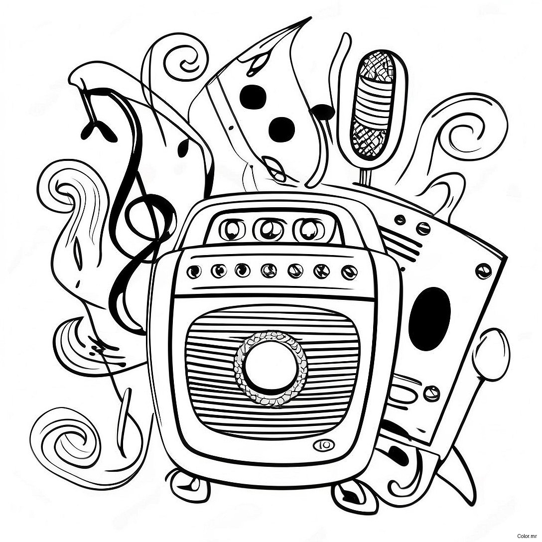 Pagina Da Colorare Della Musica Vintage 53538 44471