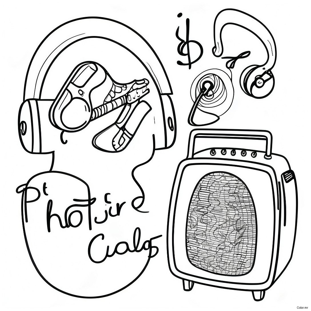 Pagina Da Colorare Della Musica Vintage 53538 44634