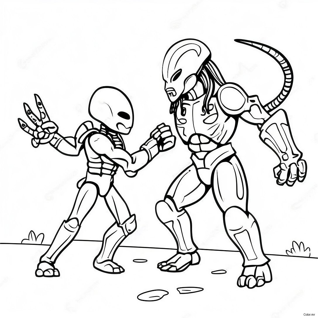 Pagina Da Colorare Della Scena Di Battaglia Alien Vs Predator 35213 29302