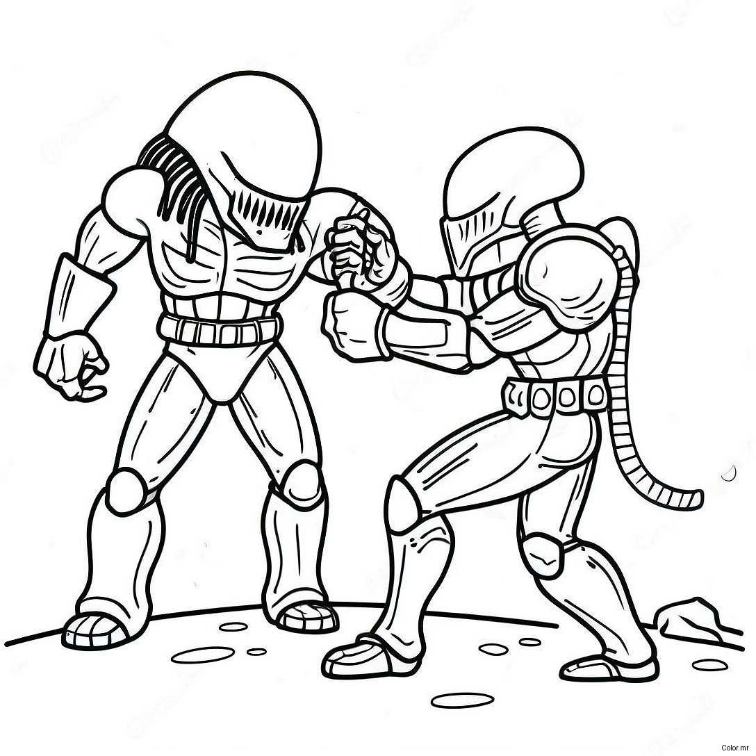 Pagina Da Colorare Della Scena Di Battaglia Alien Vs Predator 35213 29303