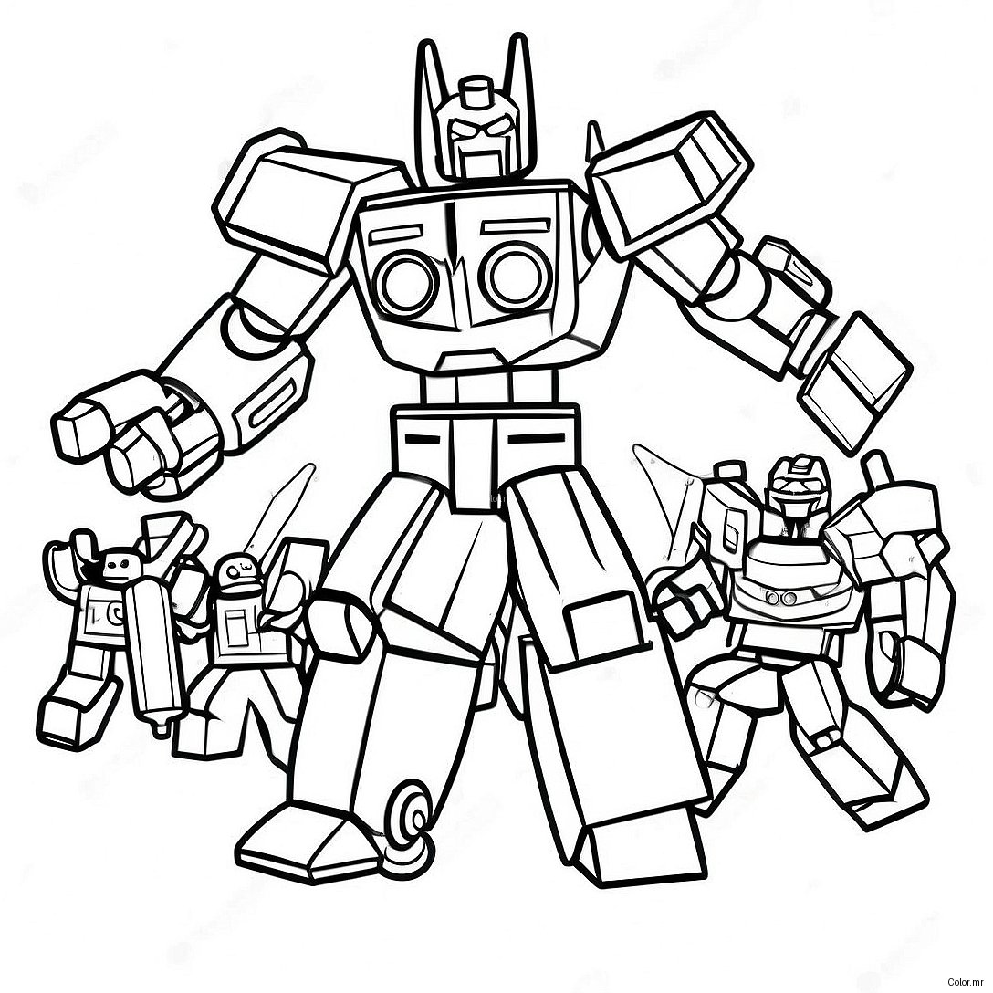 Pagina Da Colorare Della Scena Di Battaglia Del Lego Transformer Colorato 54472 45346