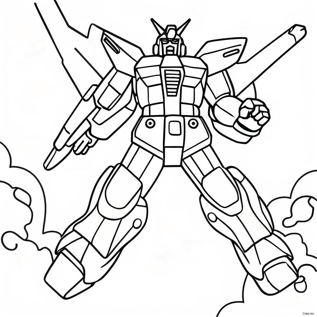 Pagina Da Colorare Della Scena Di Battaglia Di Gundam 10488 8605