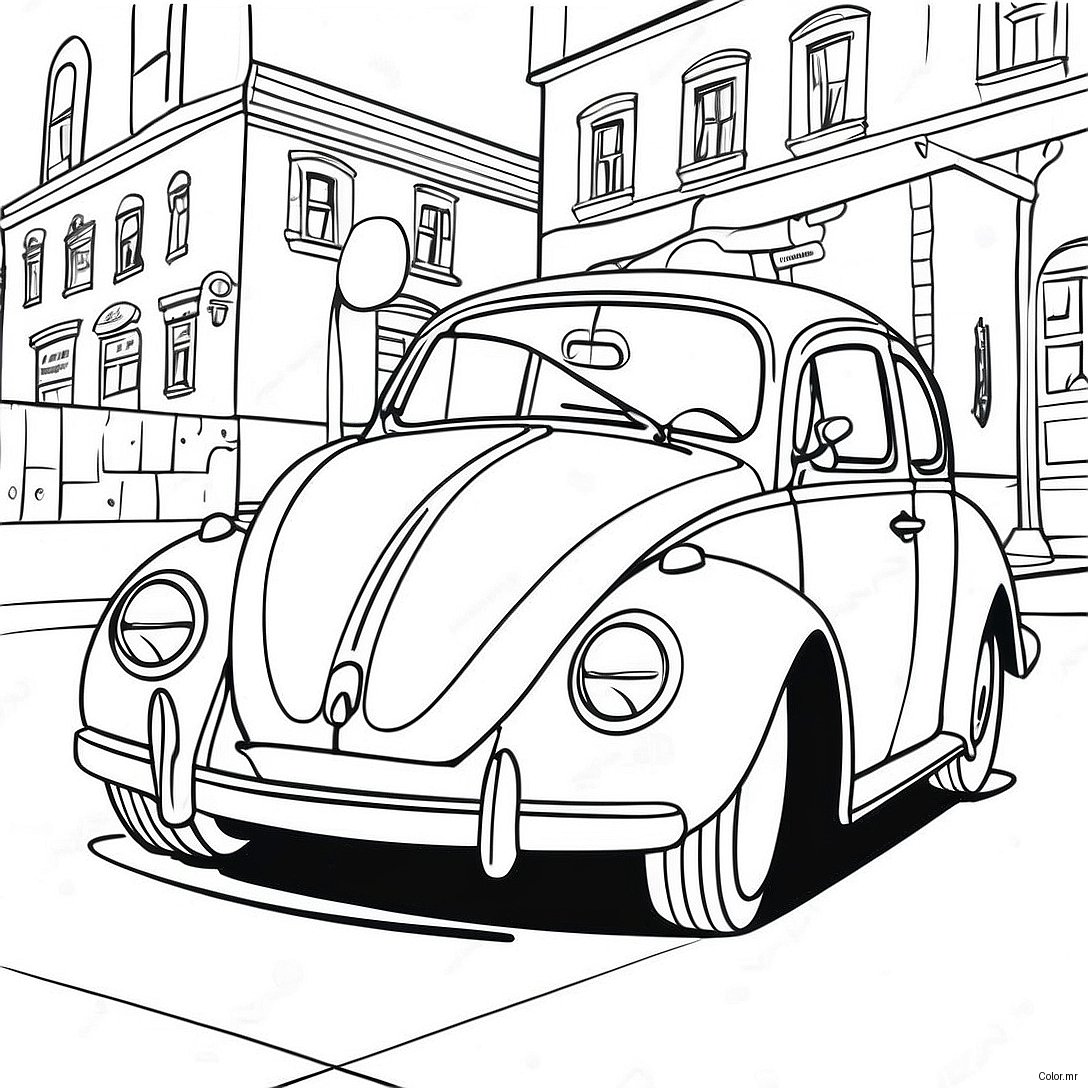 Pagina Da Colorare Della Vw Bug In Stile Vintage 35664 29666