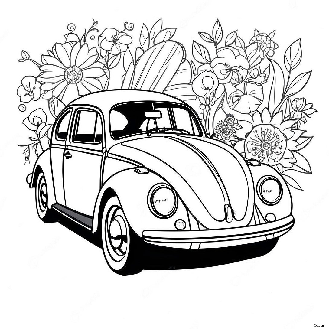 Pagina Da Colorare Della Vw Bug In Stile Vintage 35664 29667