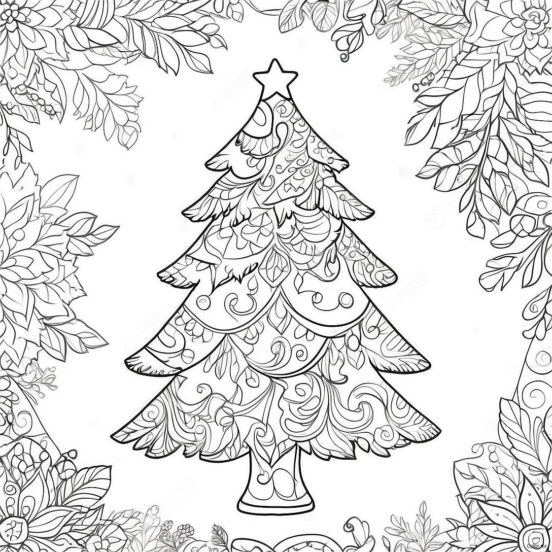 Pagina Da Colorare Dellalbero Di Natale Dettagliato 63909 52861