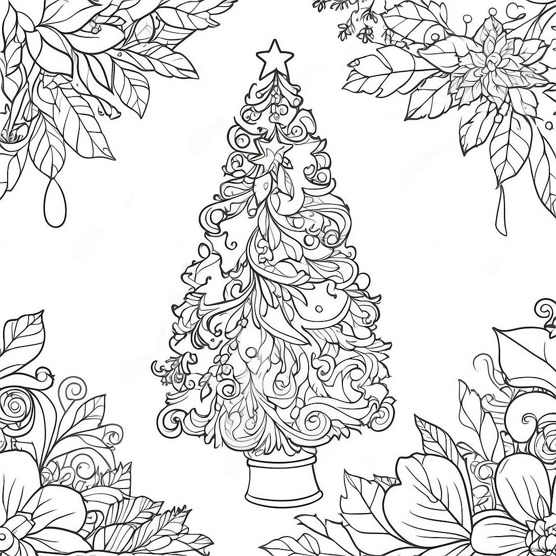 Pagina Da Colorare Dellalbero Di Natale Dettagliato 63909 52862