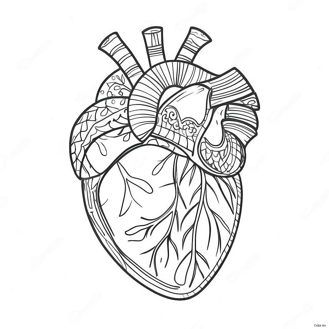 Pagina Da Colorare Dellanatomia Dettagliata Del Cuore 3951 3198