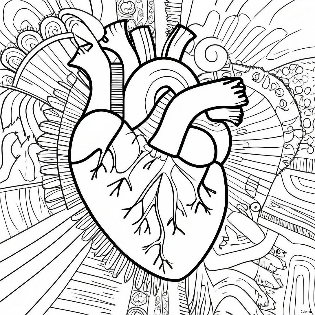 Pagina Da Colorare Dellanatomia Dettagliata Del Cuore 3951 3199