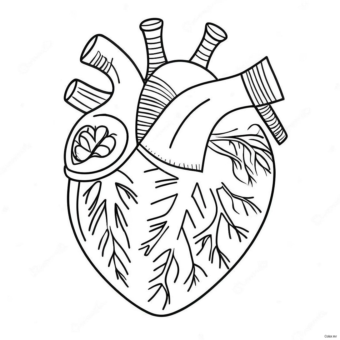Pagina Da Colorare Dellanatomia Dettagliata Del Cuore 3951 3200