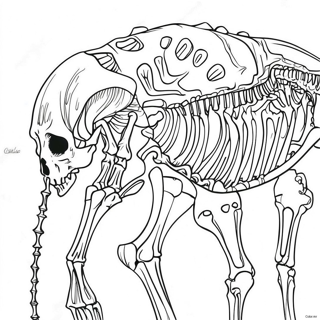 Pagina Da Colorare Dello Scheletro Animale Dettagliato 69244 57065