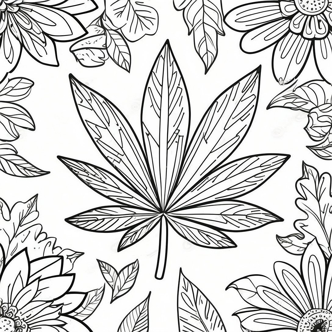 Pagina Da Colorare Dettagliata Della Foglia Di Pot 46074 38379