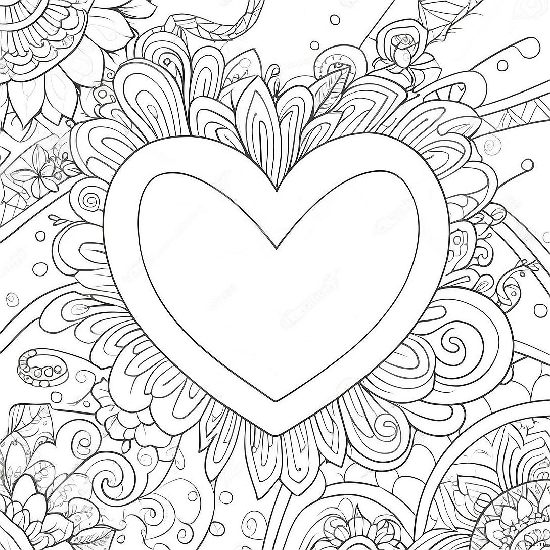 Pagina Da Colorare Di Cuore Vintage Di San Valentino 63309 52398