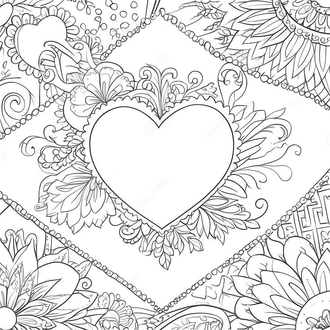 Pagina Da Colorare Di Cuore Vintage Di San Valentino 63309 52400