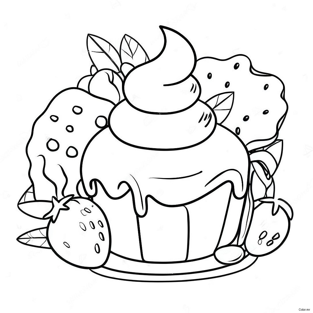 Pagina Da Colorare Di Dessert Dettagliato 49194 40855