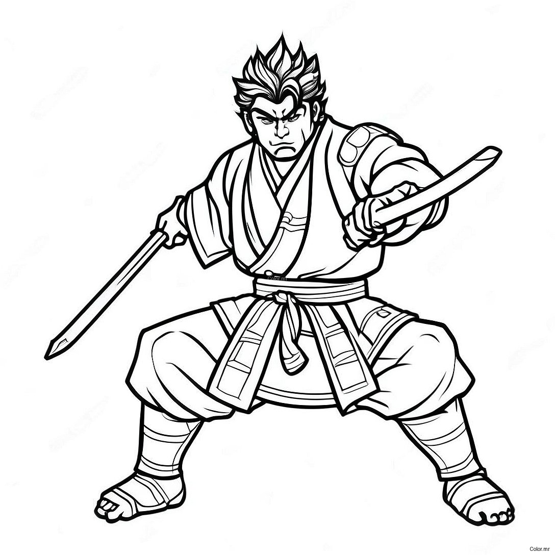 Pagina Da Colorare Di Giyu Tomioka In Posizione Di Battaglia 27384 24957