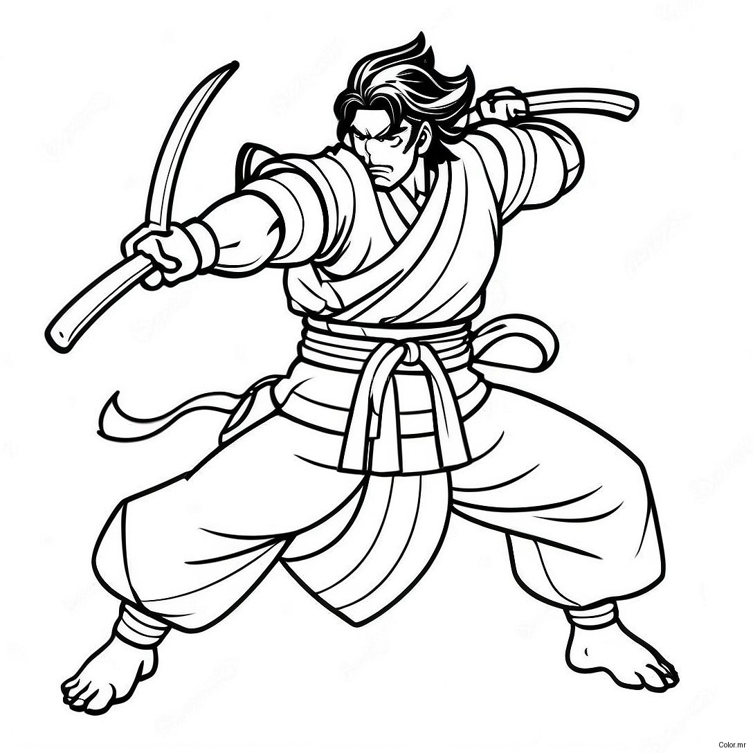Pagina Da Colorare Di Giyu Tomioka In Posizione Di Battaglia 27384 24958