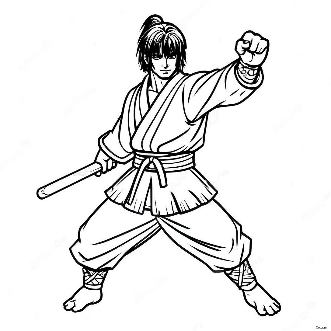 Pagina Da Colorare Di Giyu Tomioka In Posizione Di Battaglia 27384 24959