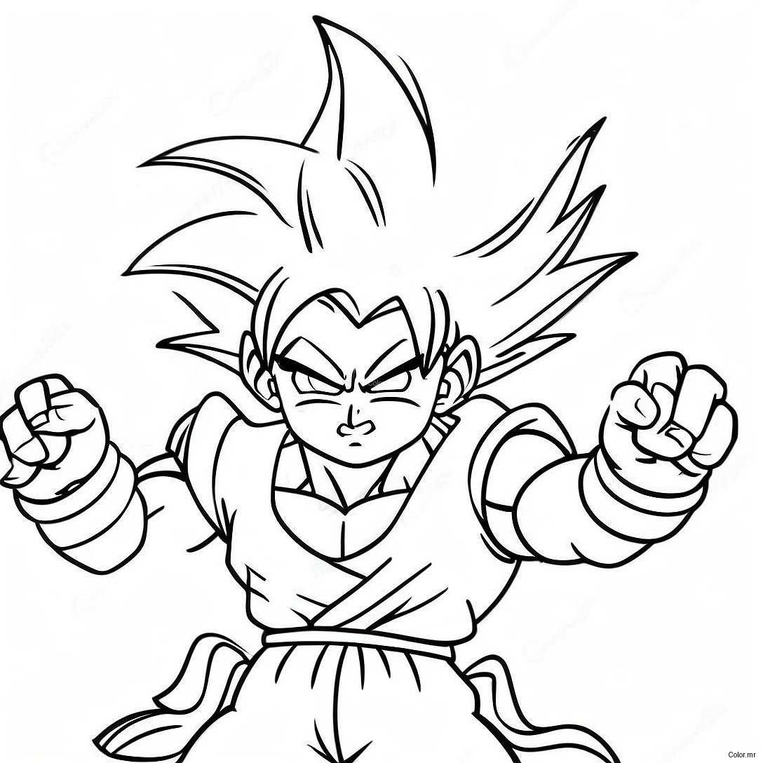 Pagina Da Colorare Di Goku In Posa Di Battaglia Epica 13188 10953