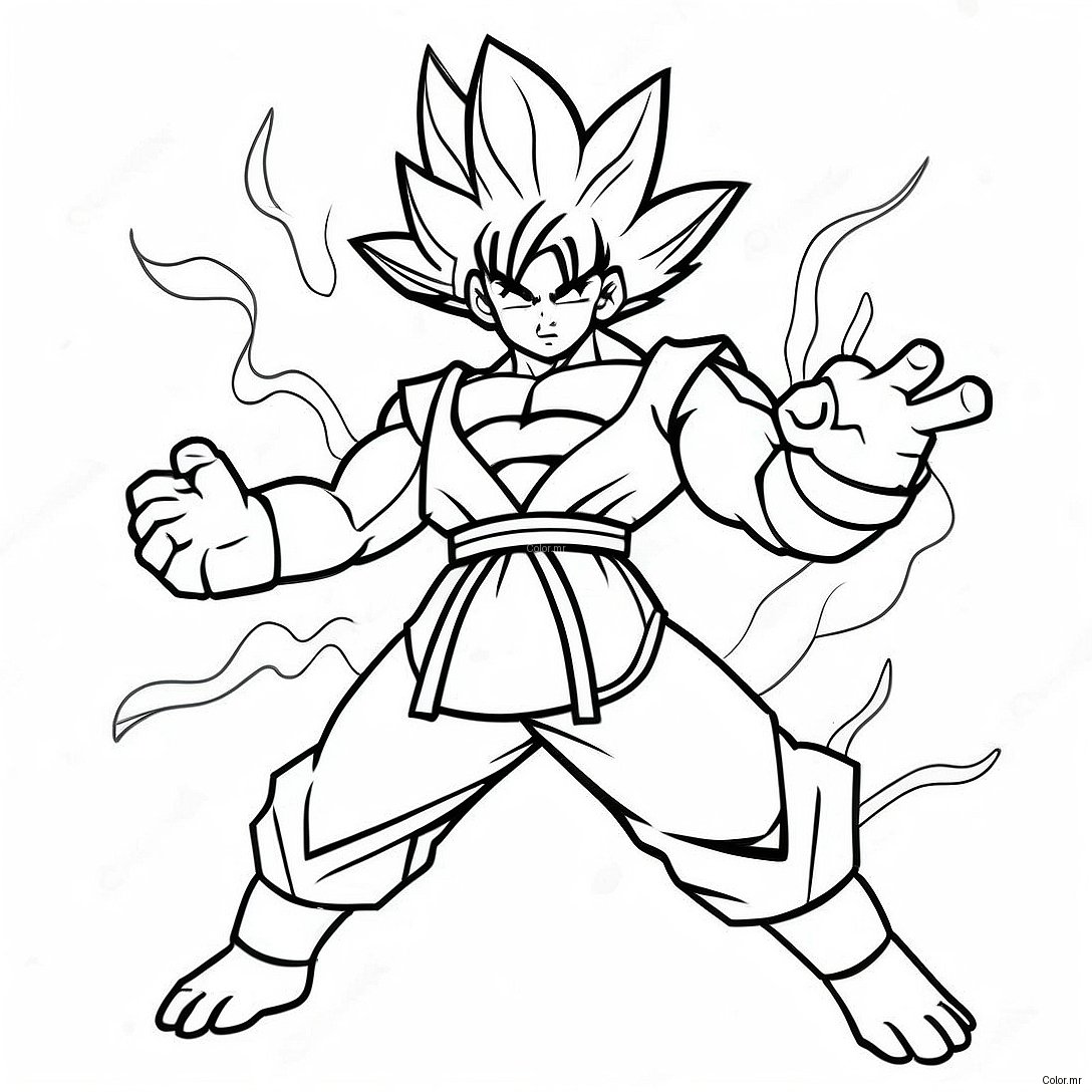 Pagina Da Colorare Di Goku In Posa Di Battaglia Epica 21313 19662