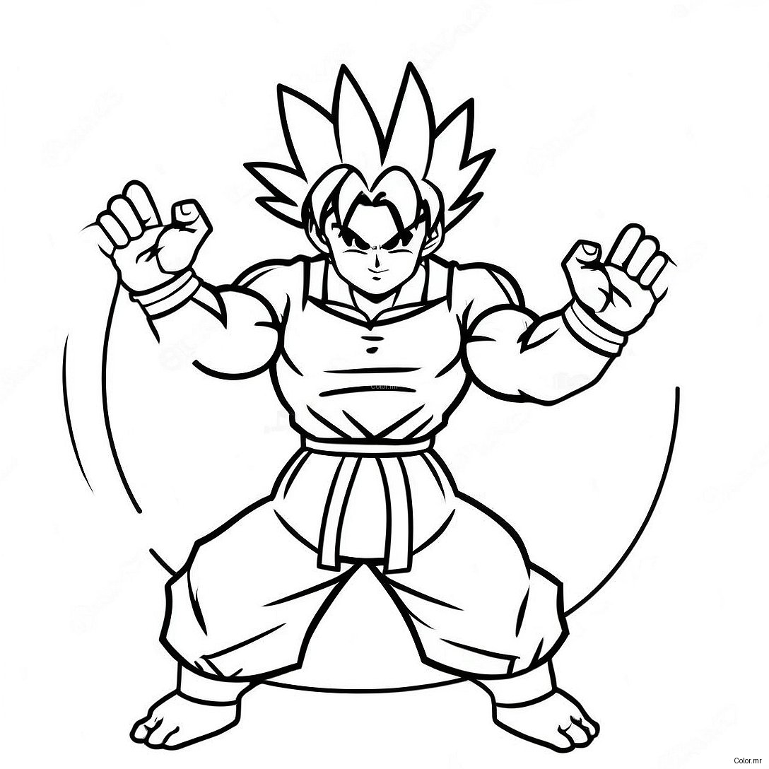Pagina Da Colorare Di Goku In Posa Di Battaglia Epica 21313 19663