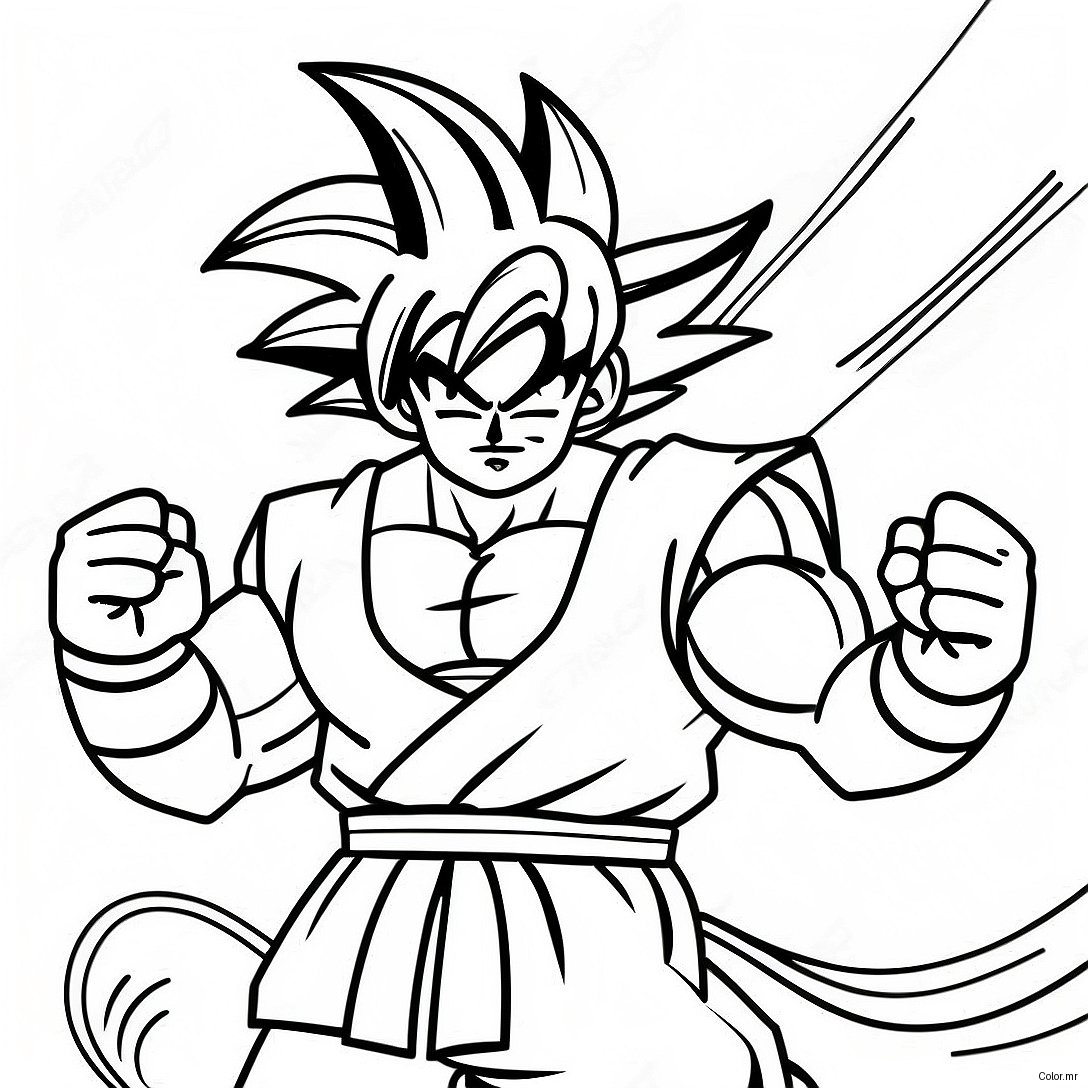 Pagina Da Colorare Di Goku In Posa Di Battaglia Epica 21313 19664